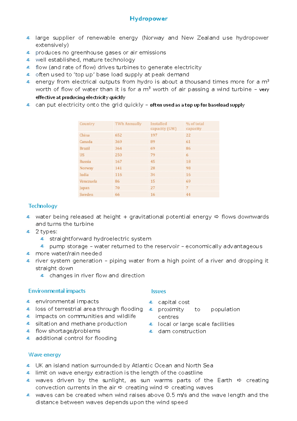 Lecture Notes: Hydropower - Hydropower large supplier of renewable ...