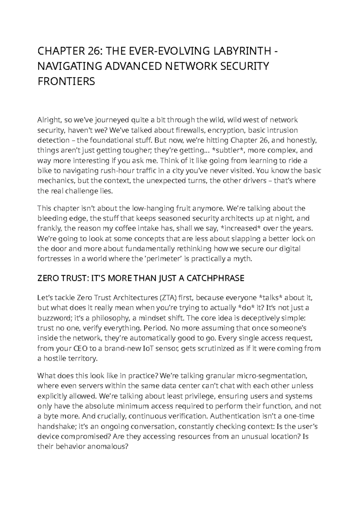 CHAPTER 26: NAVIGATING ADVANCED THREATS IN NETWORK SECURITY - Studocu