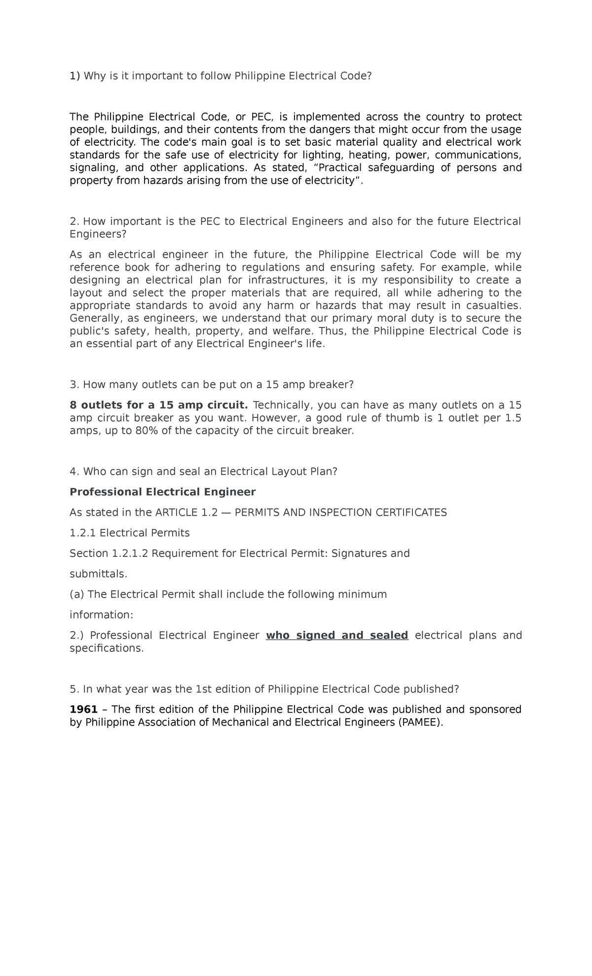 Electrical Safety Standards in the Philippine Electrical Code (PEC ...