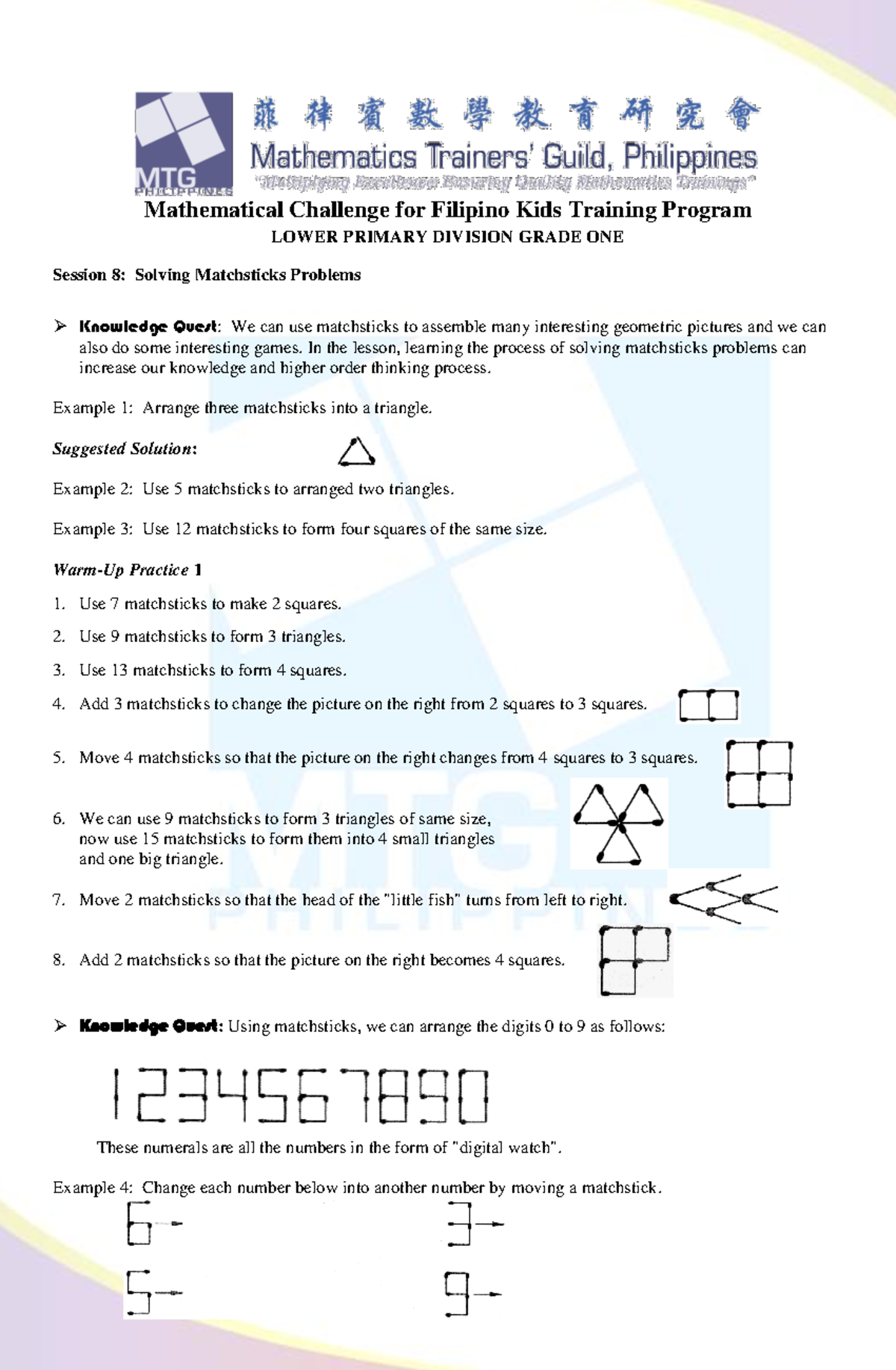 G1 S8 Matchsticks - Matchstick Problems - Mathematical Challenge for ...