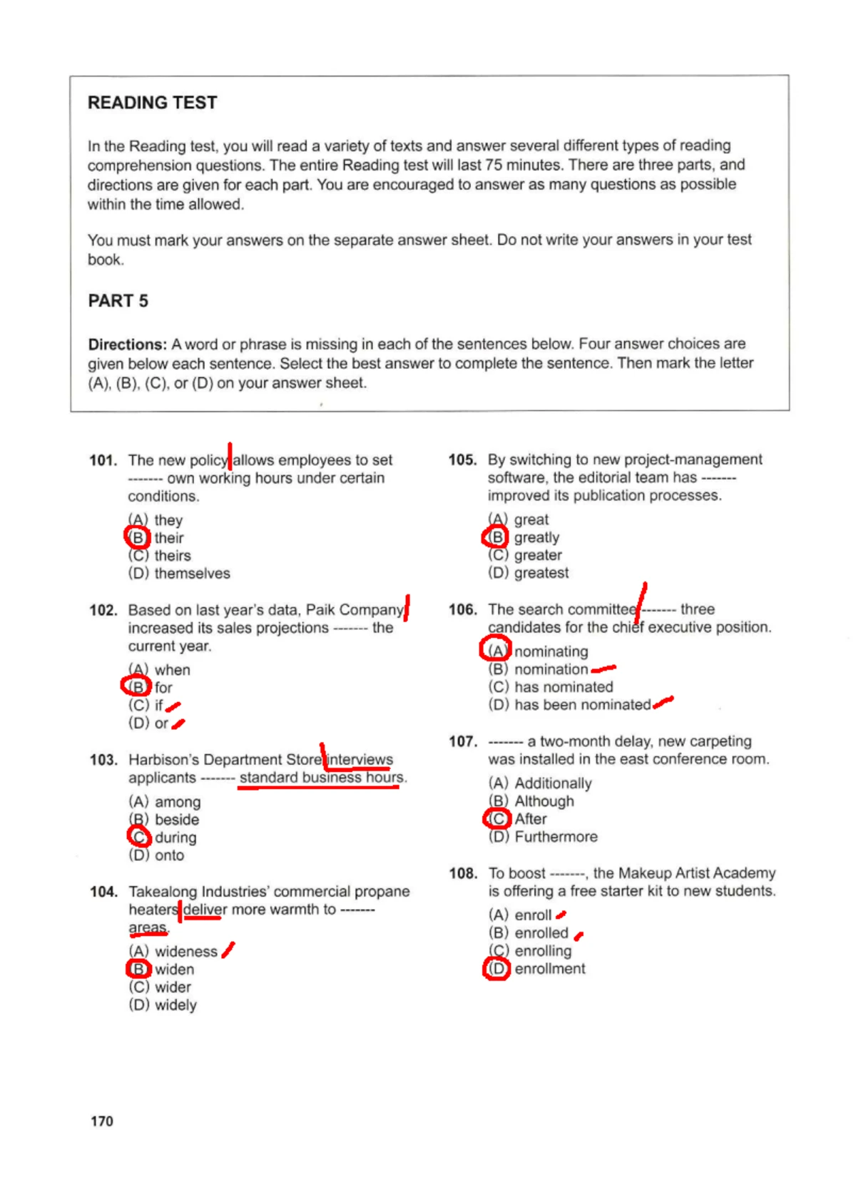 Test 4 - Reading Comprehension Practice Questions - Studocu