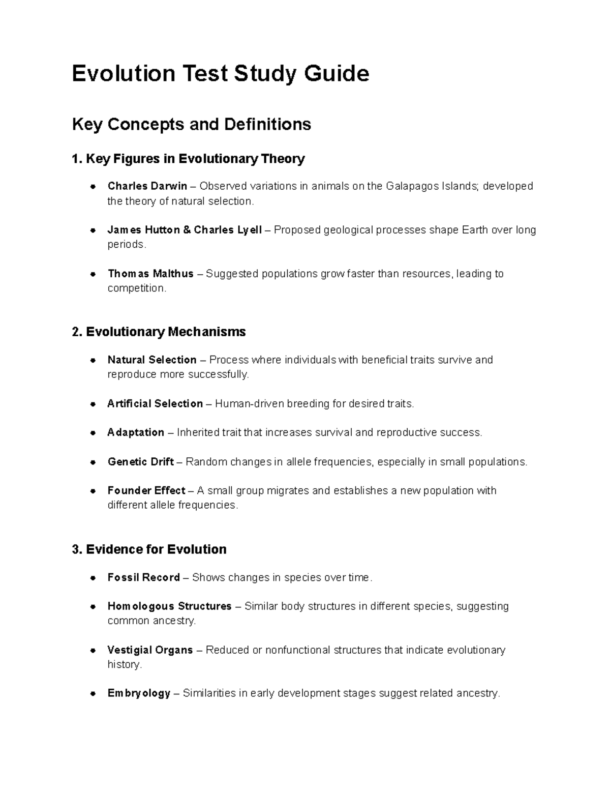 Evolution Test Study Guide - Key Figures in Evolutionary Theory Charles ...