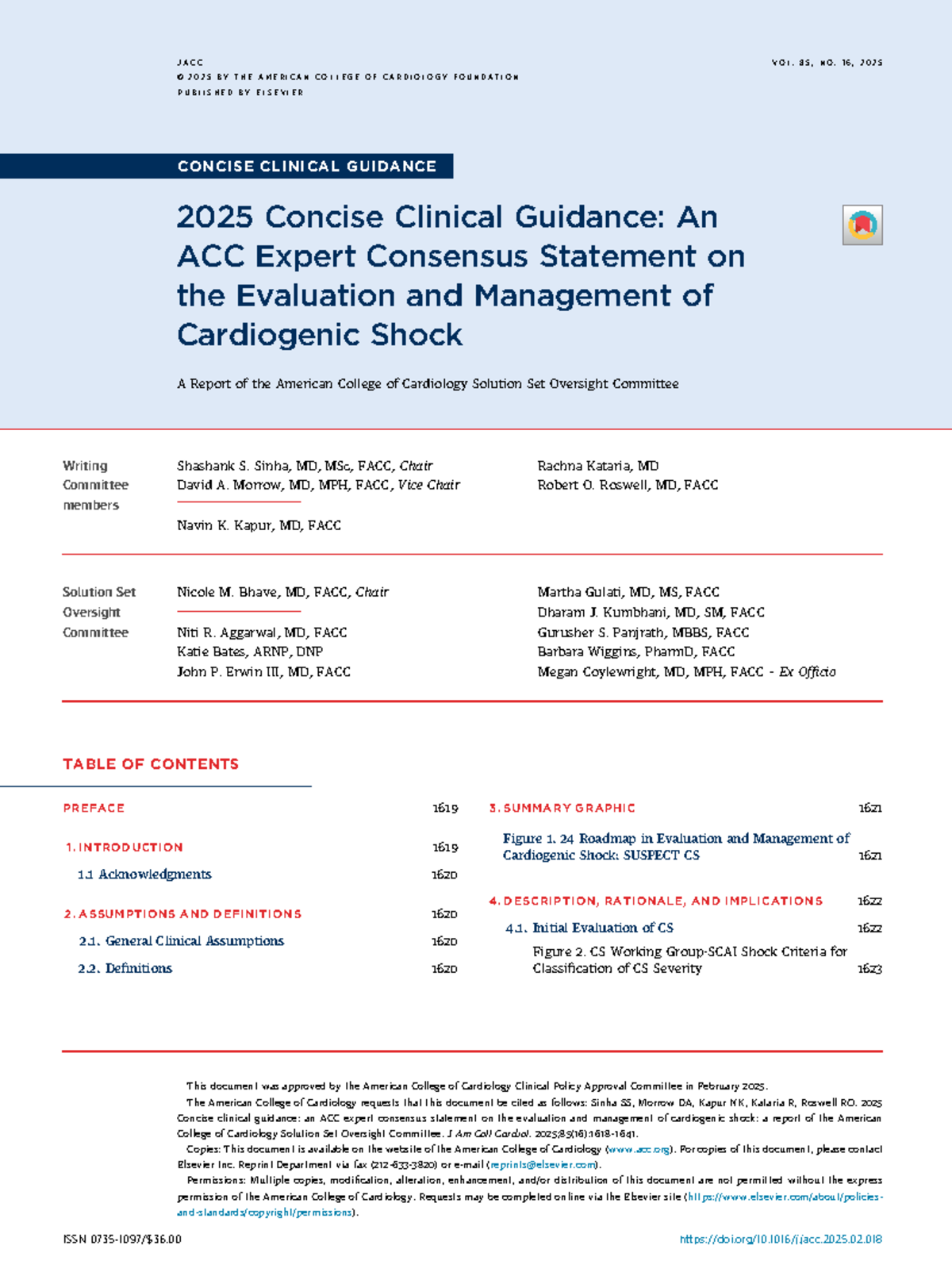 2025 ACC Expert Consensus on Evaluation & Management of Cardiogenic ...