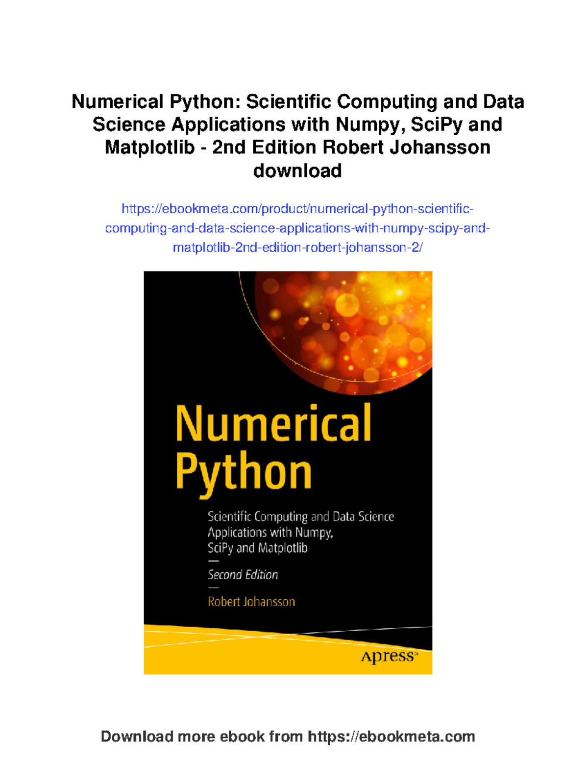 Numerical Python: Scientific computing and data science applications ...