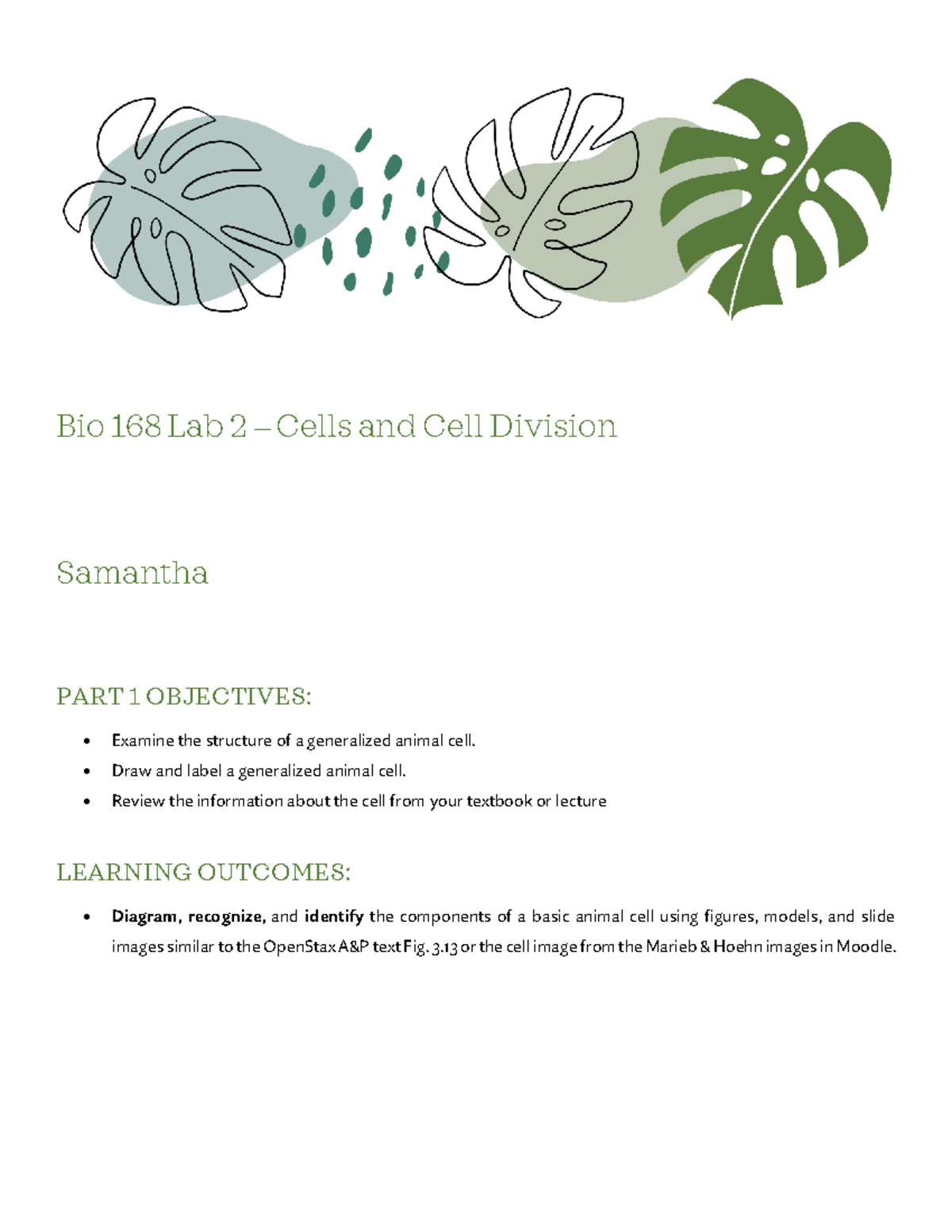 Lab 2 - Cells and Cell Division (1)-1 - Bio 16 8 Lab 2 – Cells and Cell ...