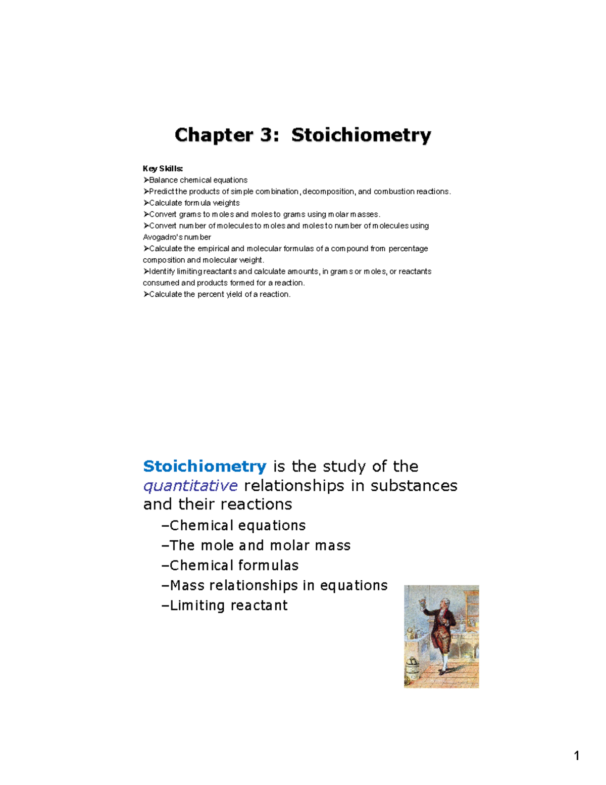 Chapter 3 Stoichiometry: Key Concepts and Calculations in Chemistry ...