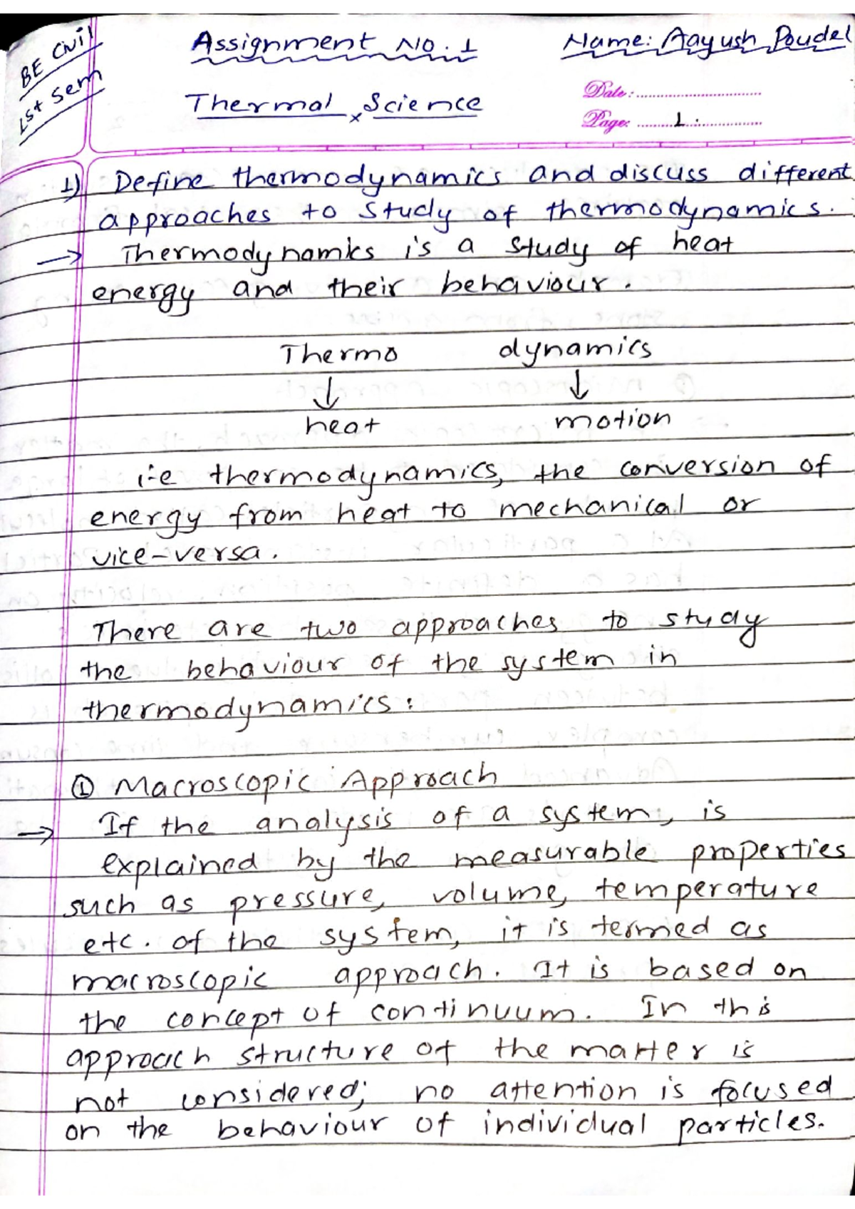 Thermal Science Assignment: Understanding Thermodynamics Concepts - Studocu