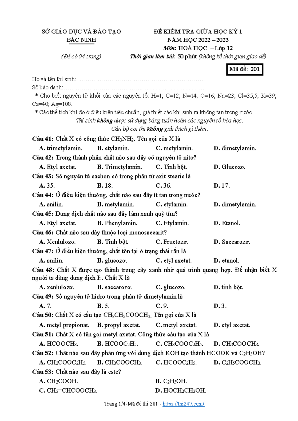 De kiem tra giua hoc ky 1 hoa hoc 12 nam hoc 2022 2023 so gddt bac ninh ...