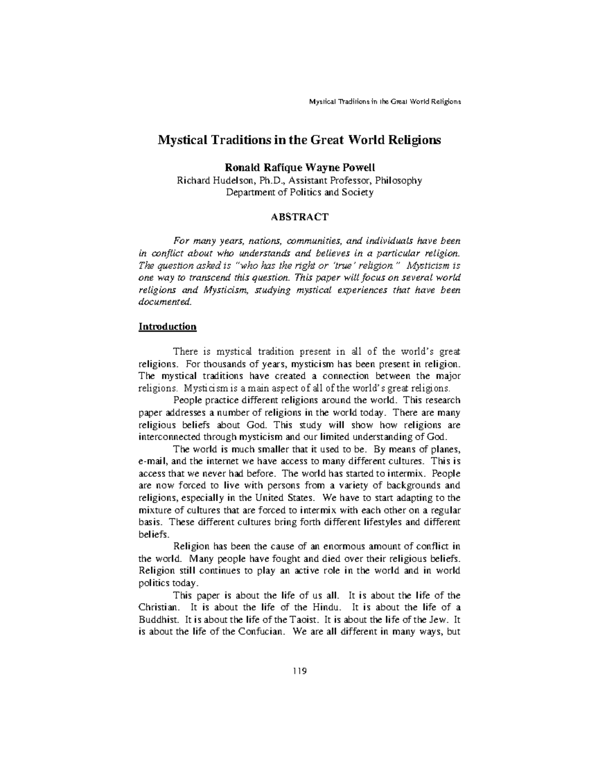 Examining Mystical Traditions Across Major World Religions: A Study ...
