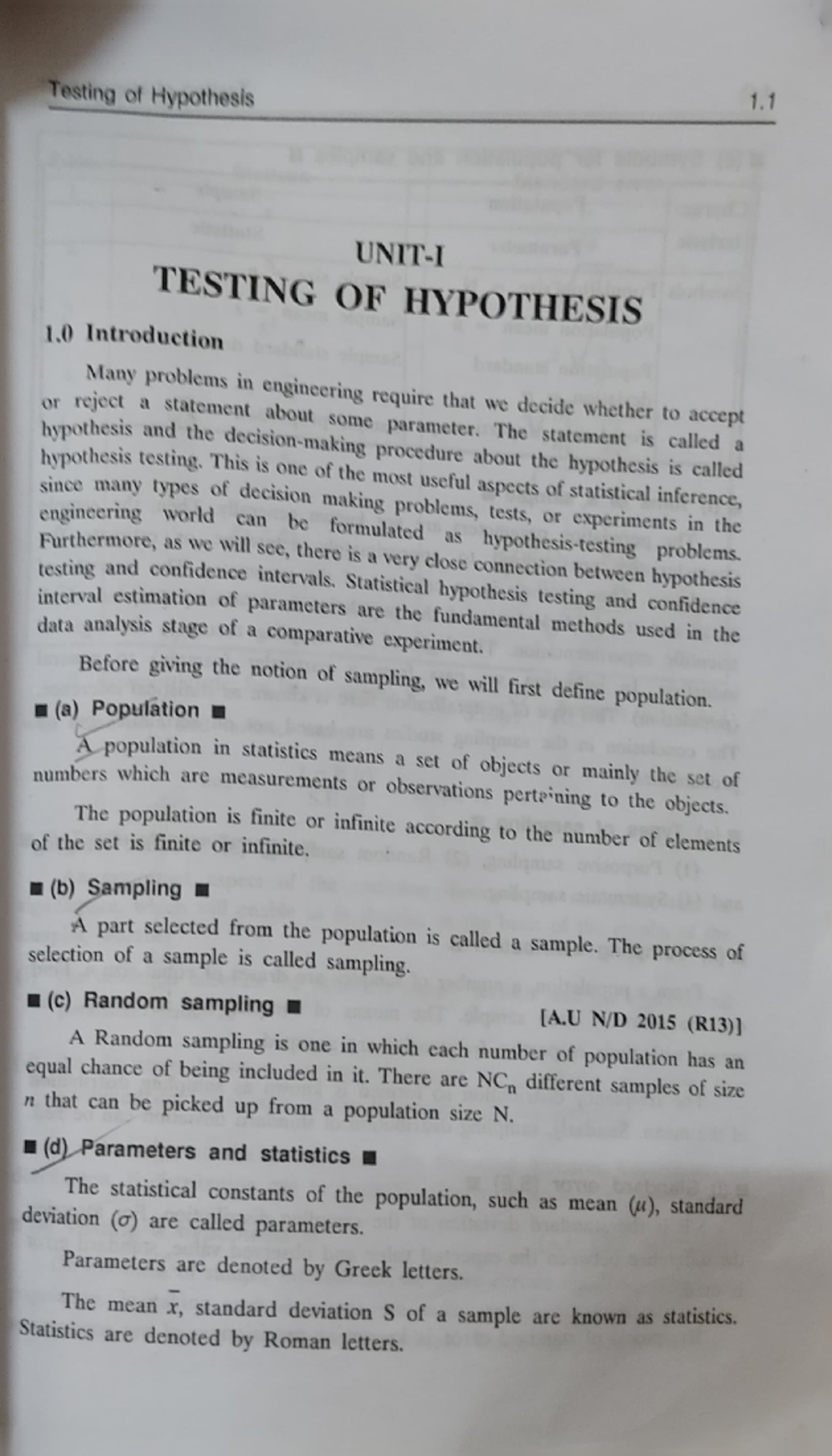 Mathematics Notes on Testing of Hypothesis - Course Code: 9 Nov Maths ...