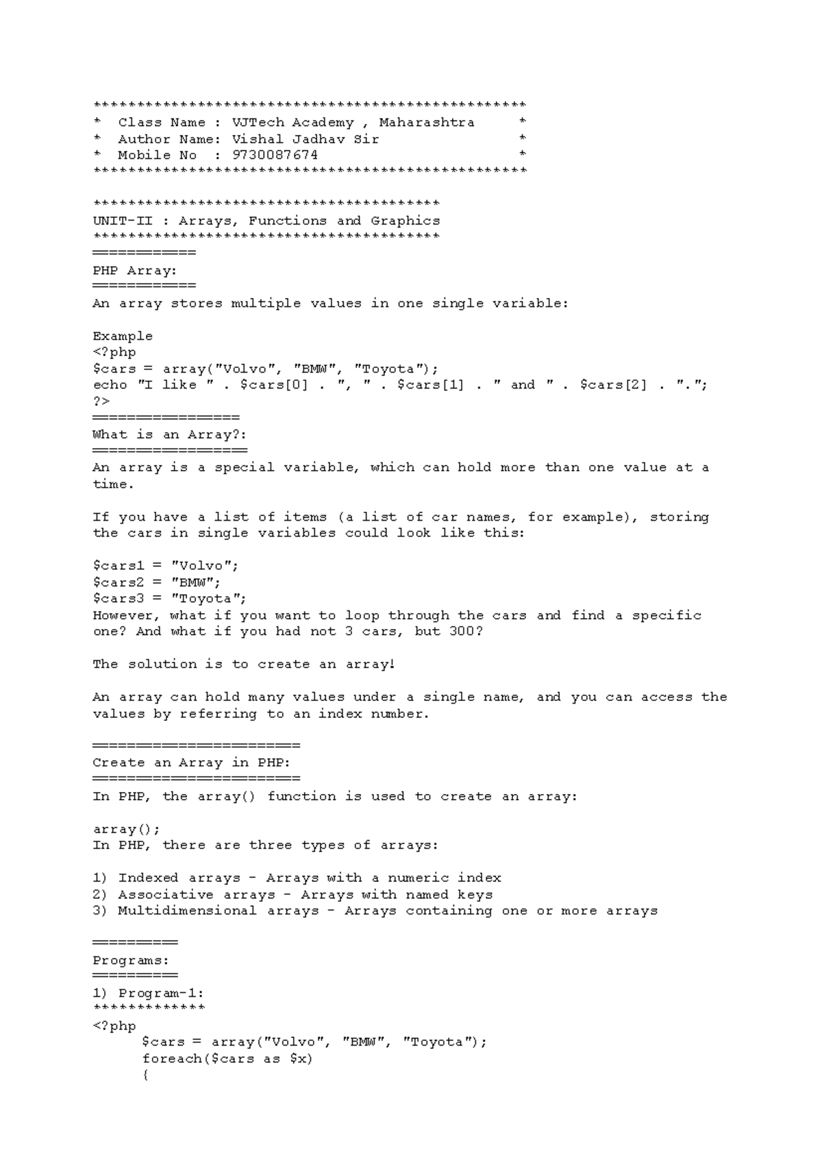 UNIT-II - Php notes ...