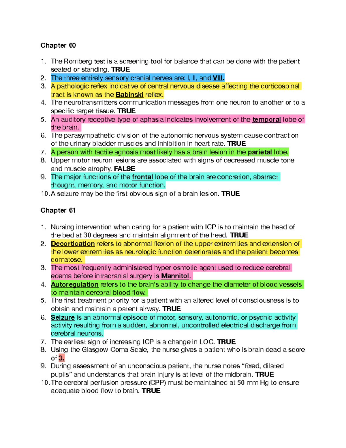Test3 - n/a - Chapter 60 The Romberg test is a screening tool for ...