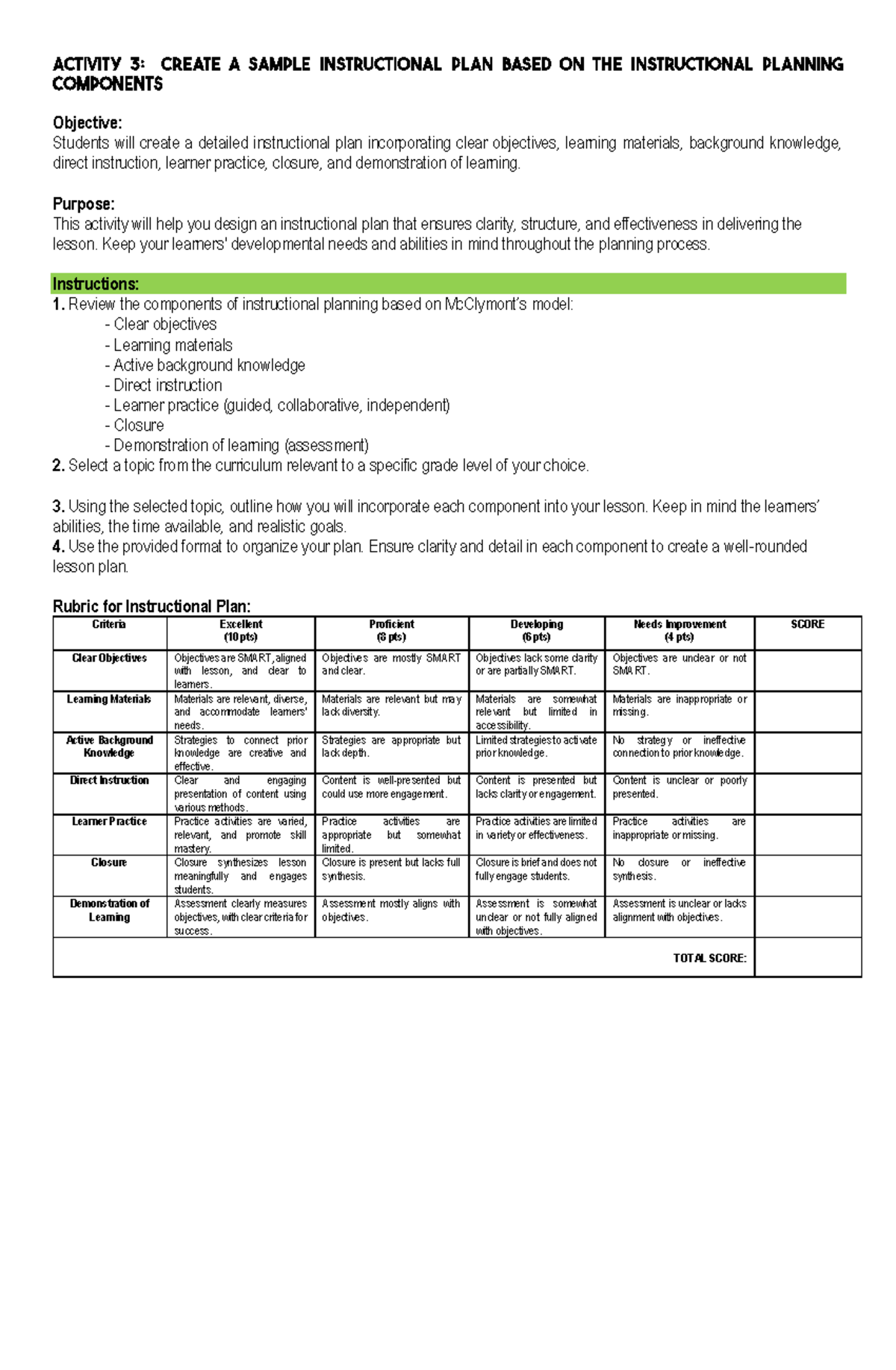 SF-Activity-3 - SF ACTIVITY 3 - Objective: Students will create a ...