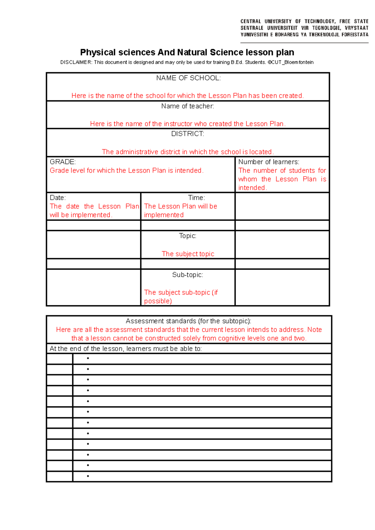 B.Ed. Lesson Plan 1 - Physical & Natural Science Notes - Studocu