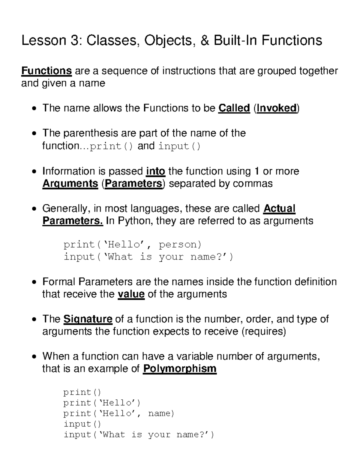 OOP Concepts in Python: Functions & Classes (Lesson 3) - Studocu