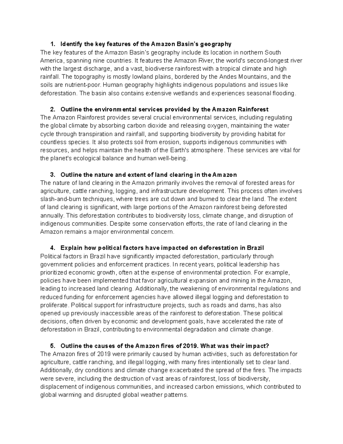Geographic And Environmental Analysis Of The Amazon Rainforest Studocu
