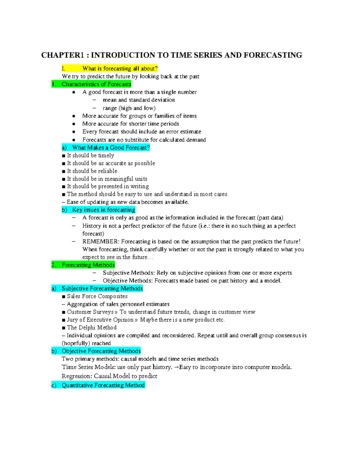 Review-TS-Mid: Time Series Analysis & Forecasting Concepts - Studocu