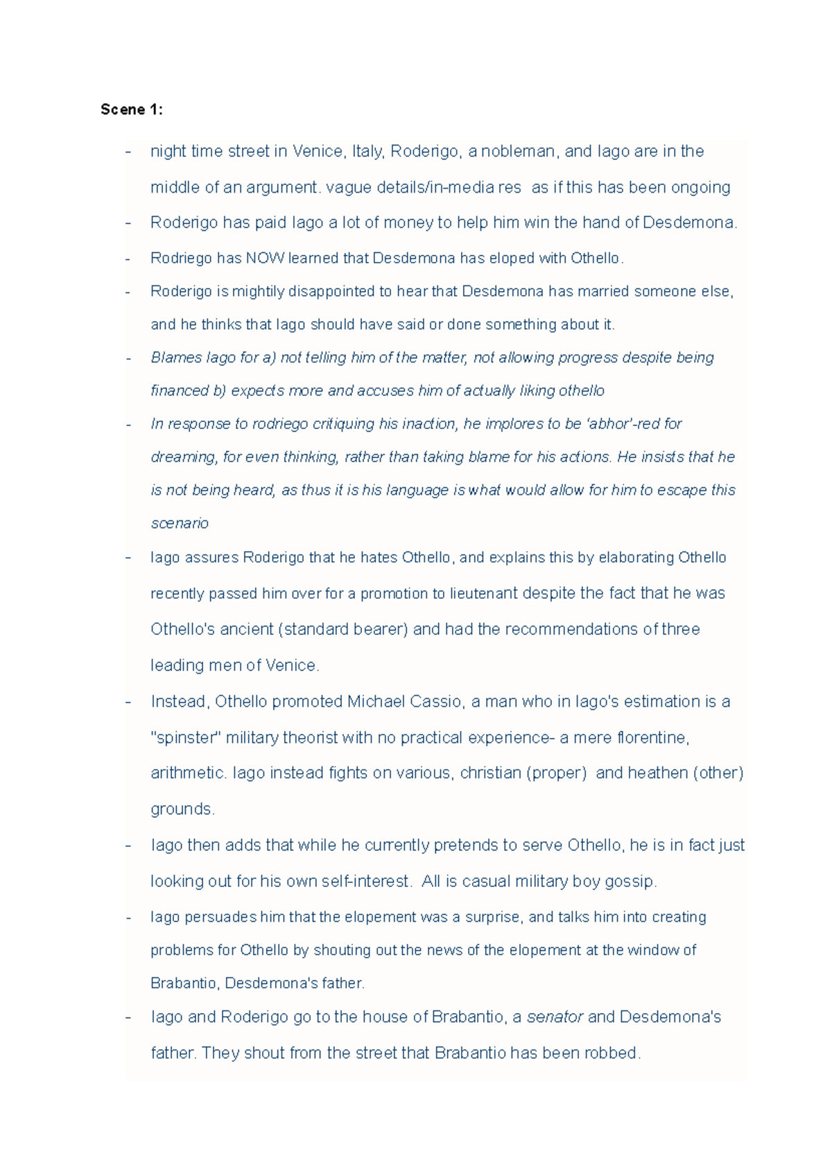Othello (ENG 101) Act 1 Summary: Conflict, Deception, and Love - Studocu