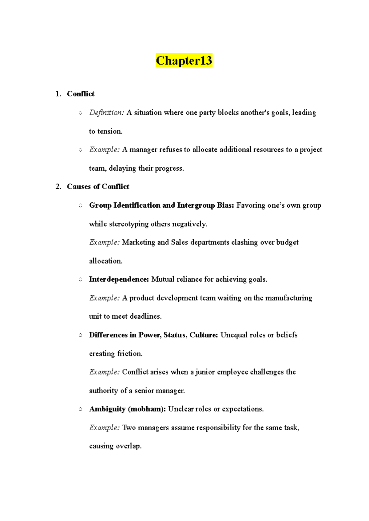 ADMS 2400 - Lecture Notes on Conflict and Stress Management - Studocu