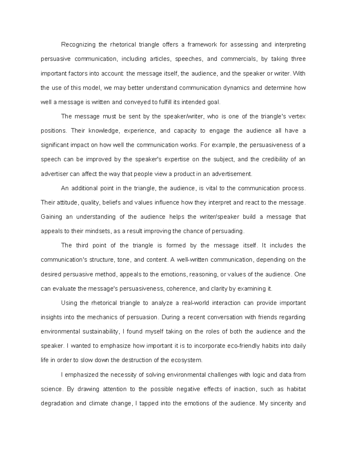Rhetorical Triangle Analysis - Reading Assignment 4 Insights - Studocu