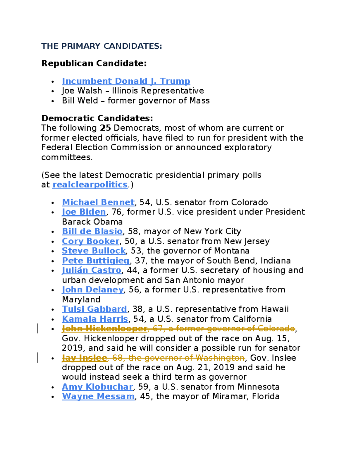2020 Presidential Primary Candidates Overview: Democrats & Republicans ...
