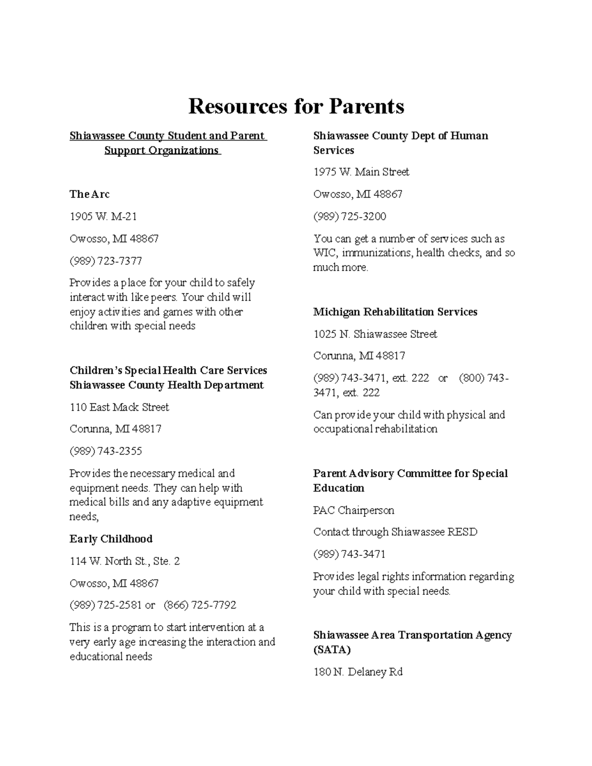 SPD 310-0500 Topic 3: Essential Resources for Parents of Special Needs ...