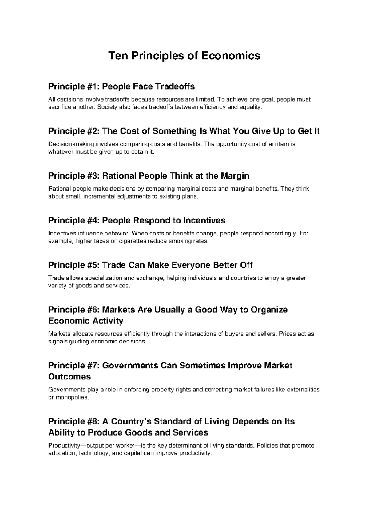ECO 101: Ten Principles of Economics Explained - Studocu