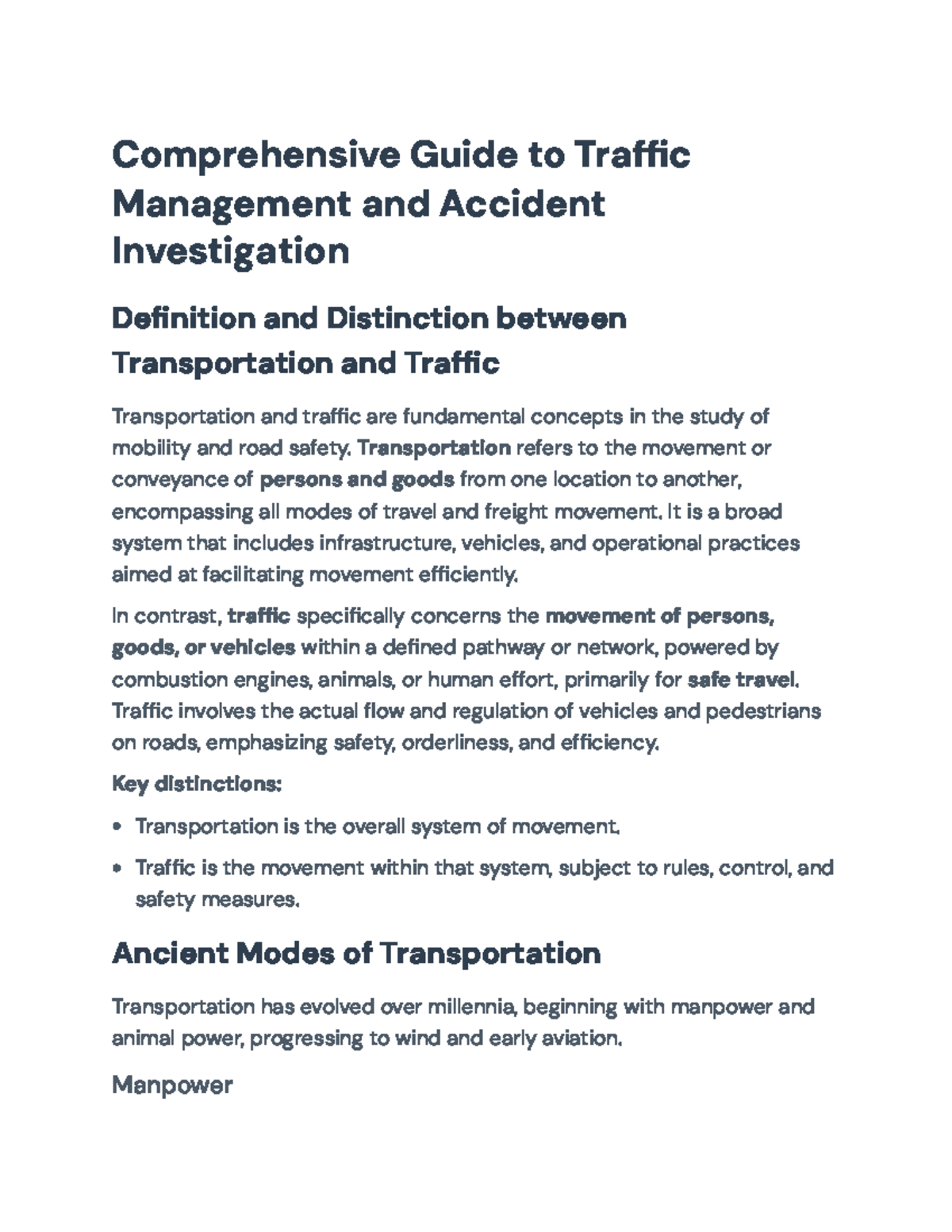 Comprehensive Traffic Management Guide: Laws & Accident Investigation ...
