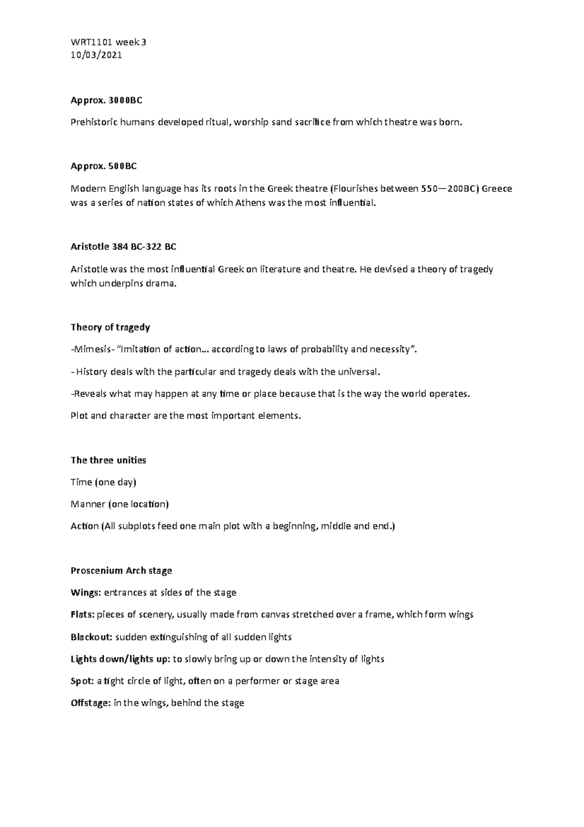 Week 3 lecture notes - WRT1101 - ECU - Studocu
