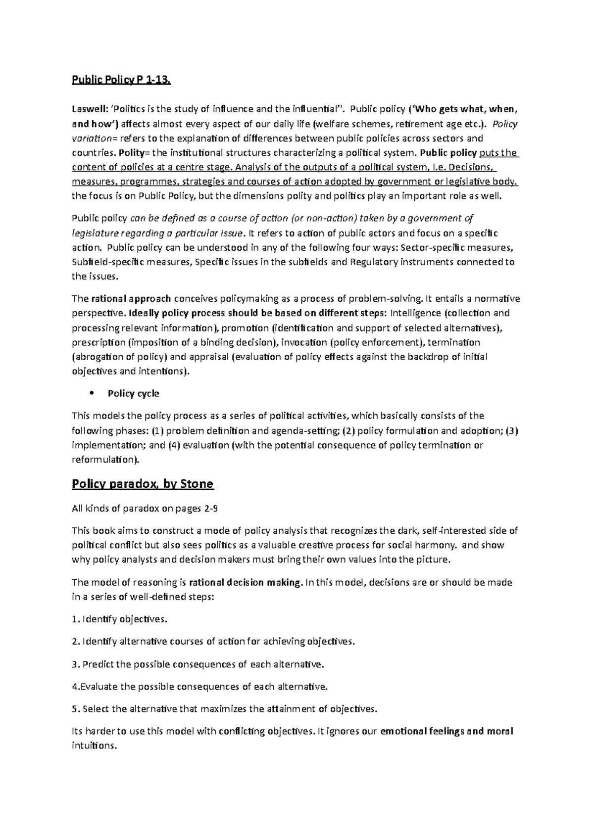 Week 1-2 Public Policy & Governance Lecture Notes and Insights ...