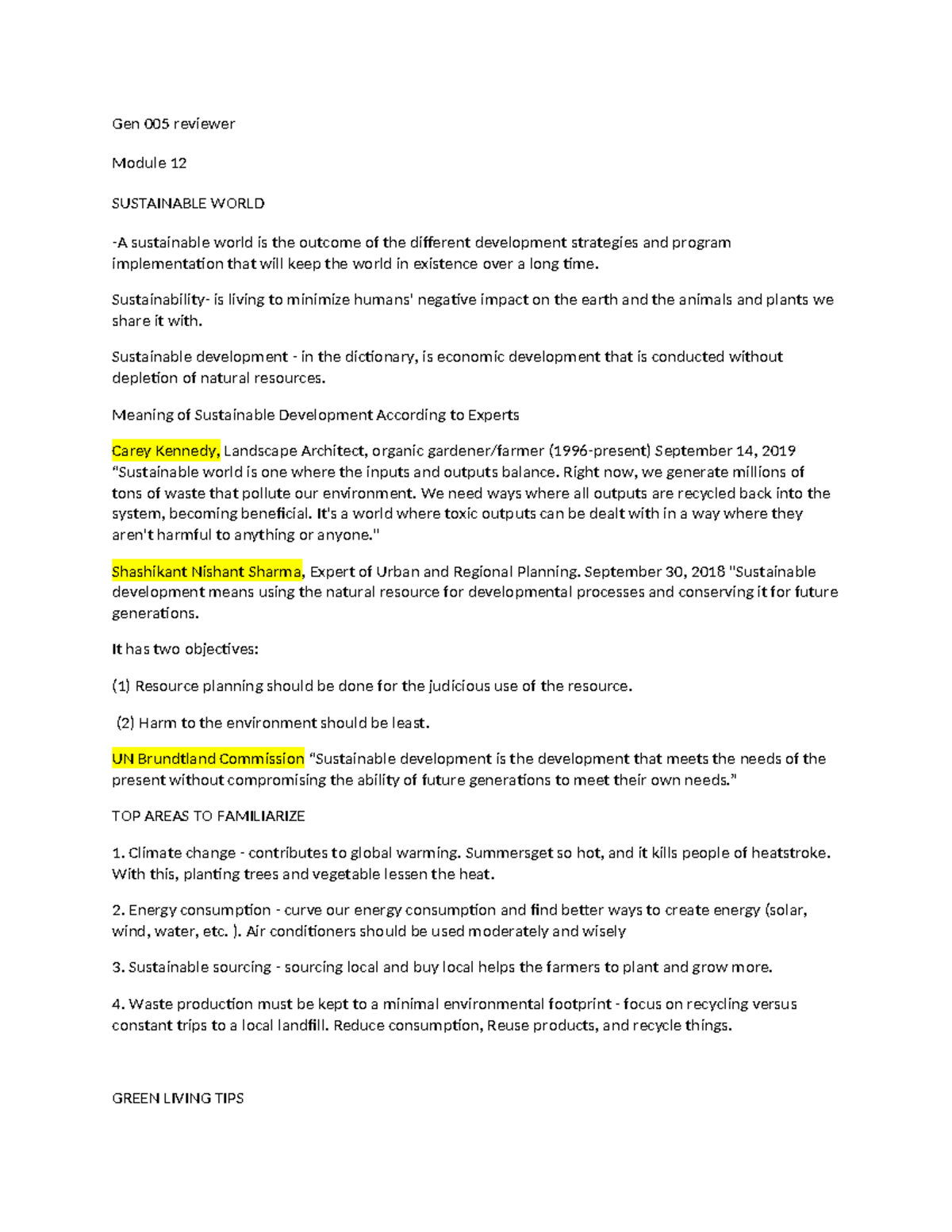 Gen 005 reviewer-WPS Office - Gen 005 reviewer Module 12 SUSTAINABLE ...