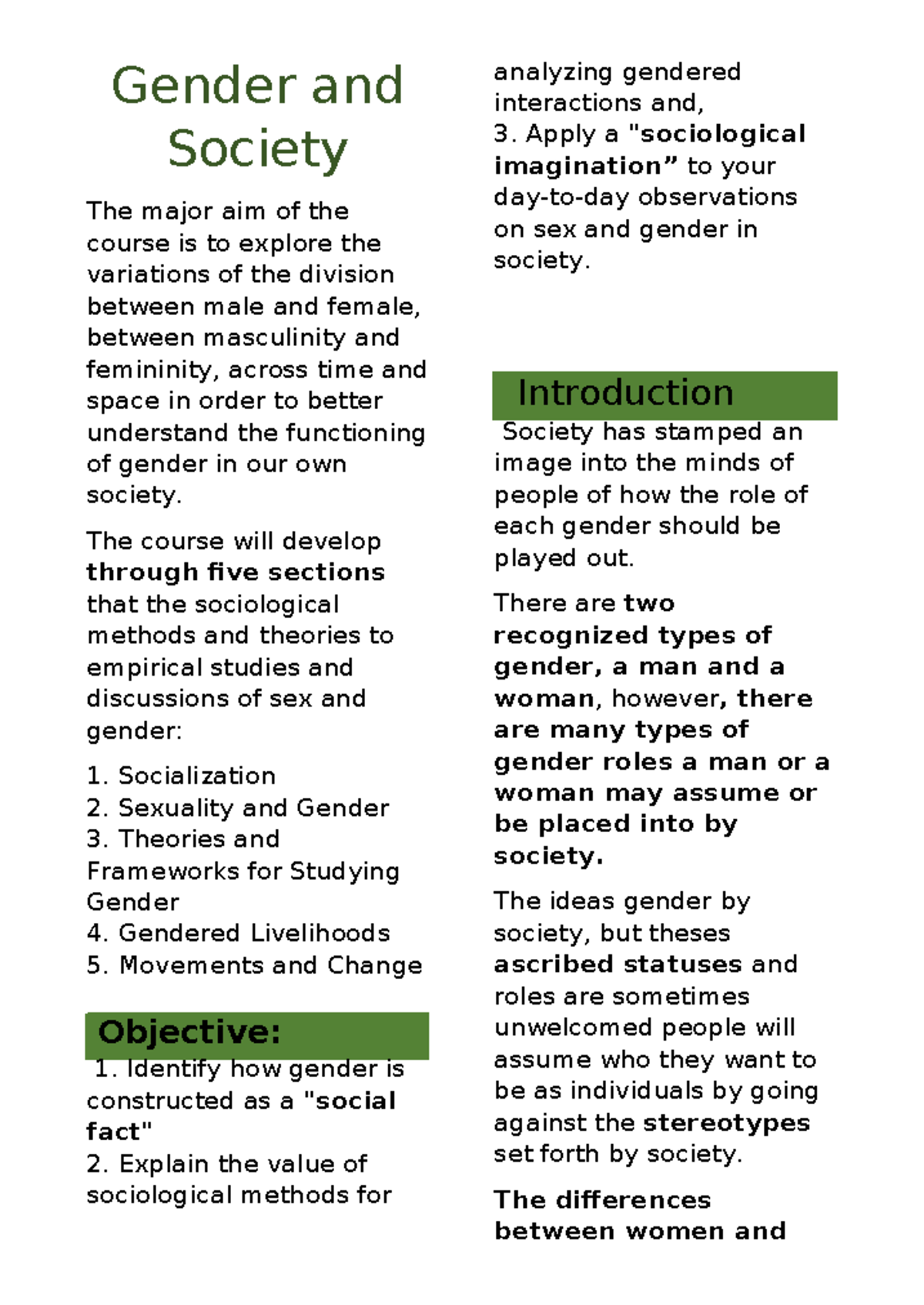 Gender and Society: Analyzing Gender Roles and Stereotypes - Studocu