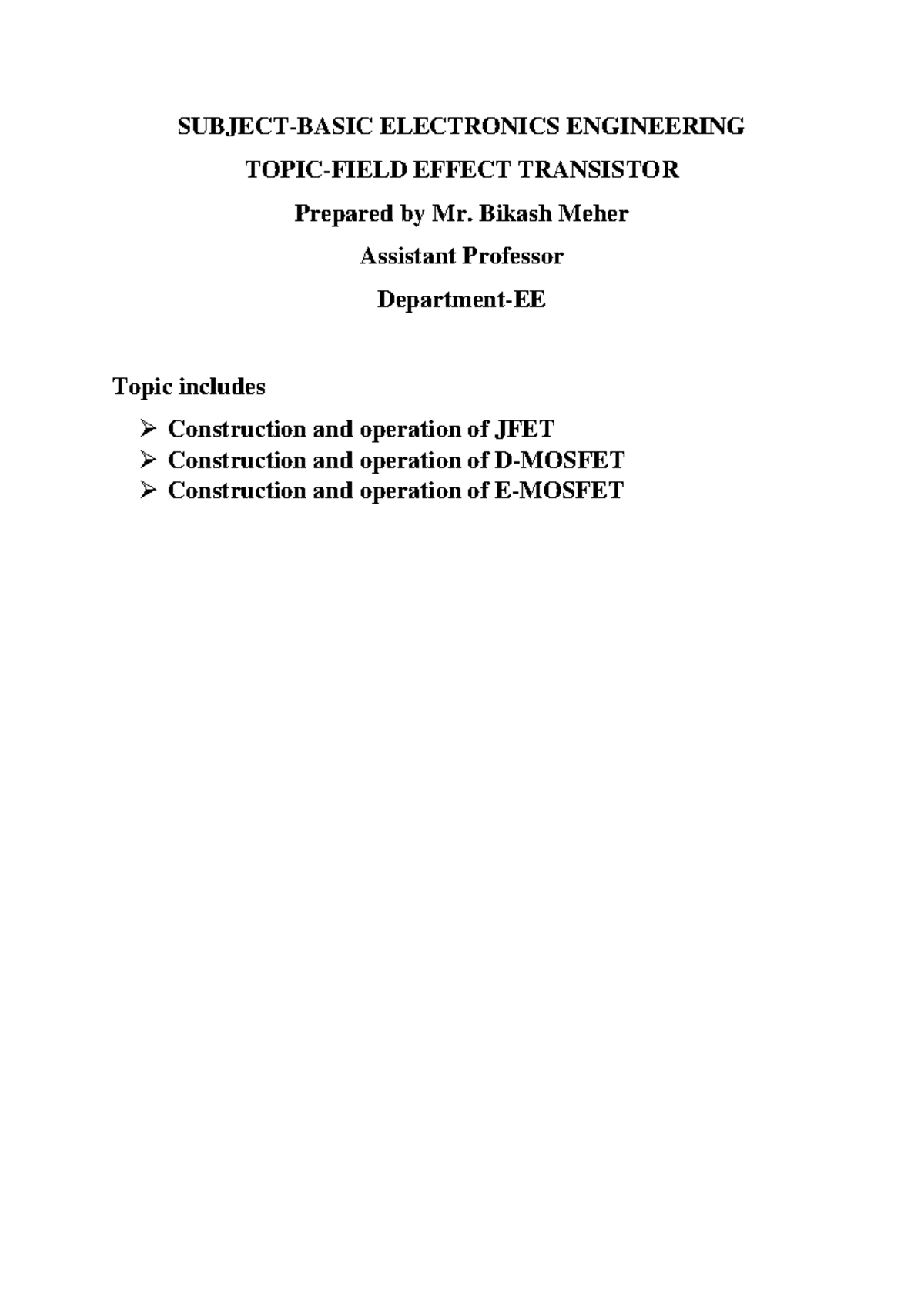 FETS - Understanding Field Effect Transistors: JFET & MOSFET Basics ...