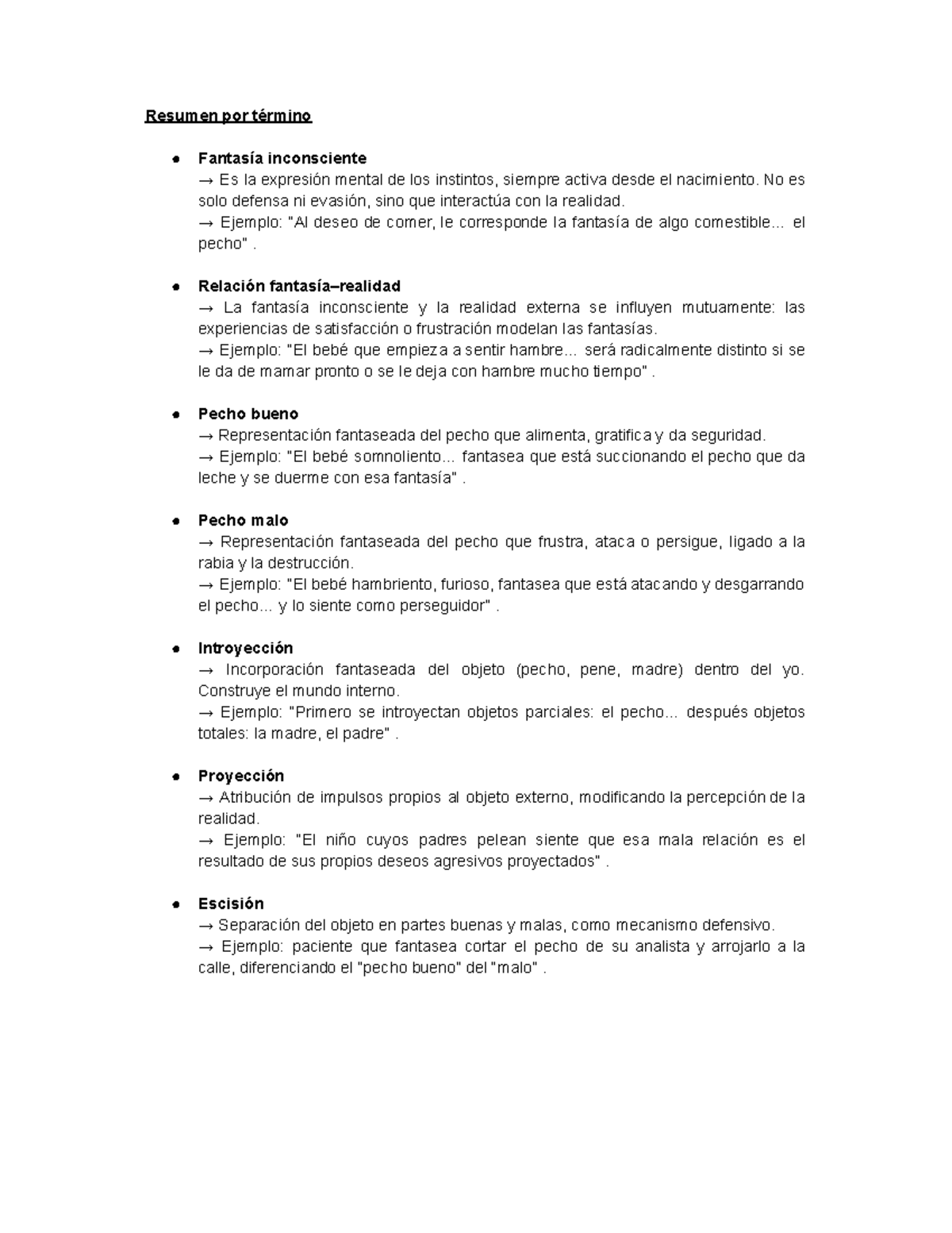 Resumen de Texto: Fantasía Inconsciente en Psicodinámica - Studocu