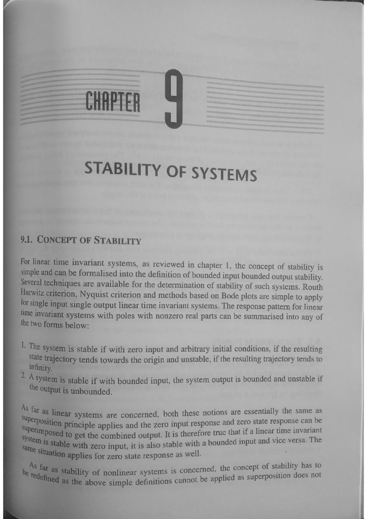 CHAPTER 9 - Stability of Systems in Advanced Control Systems - Studocu