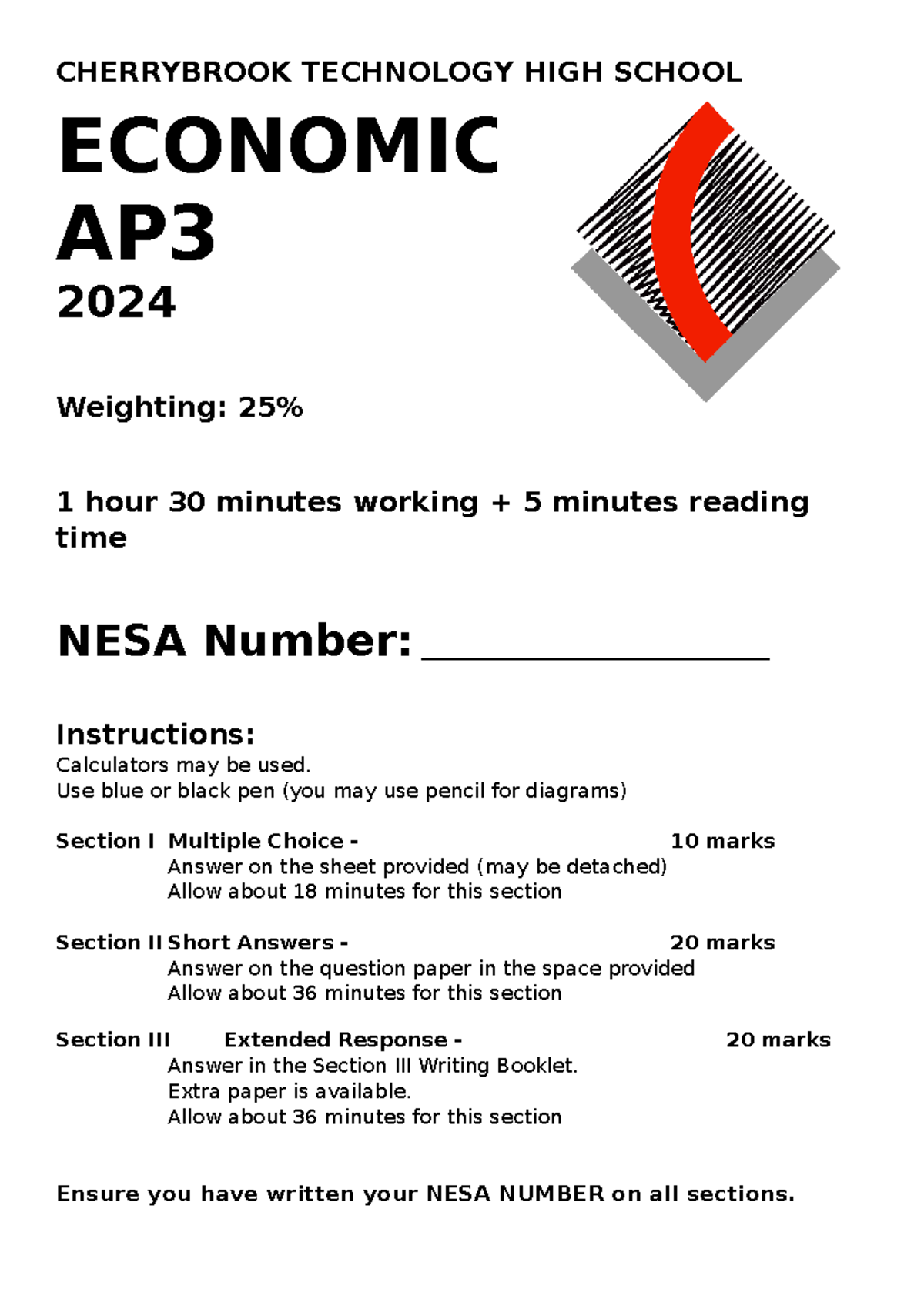 2024 AP3 Economics - Past Paper & Exam Instructions - Studocu