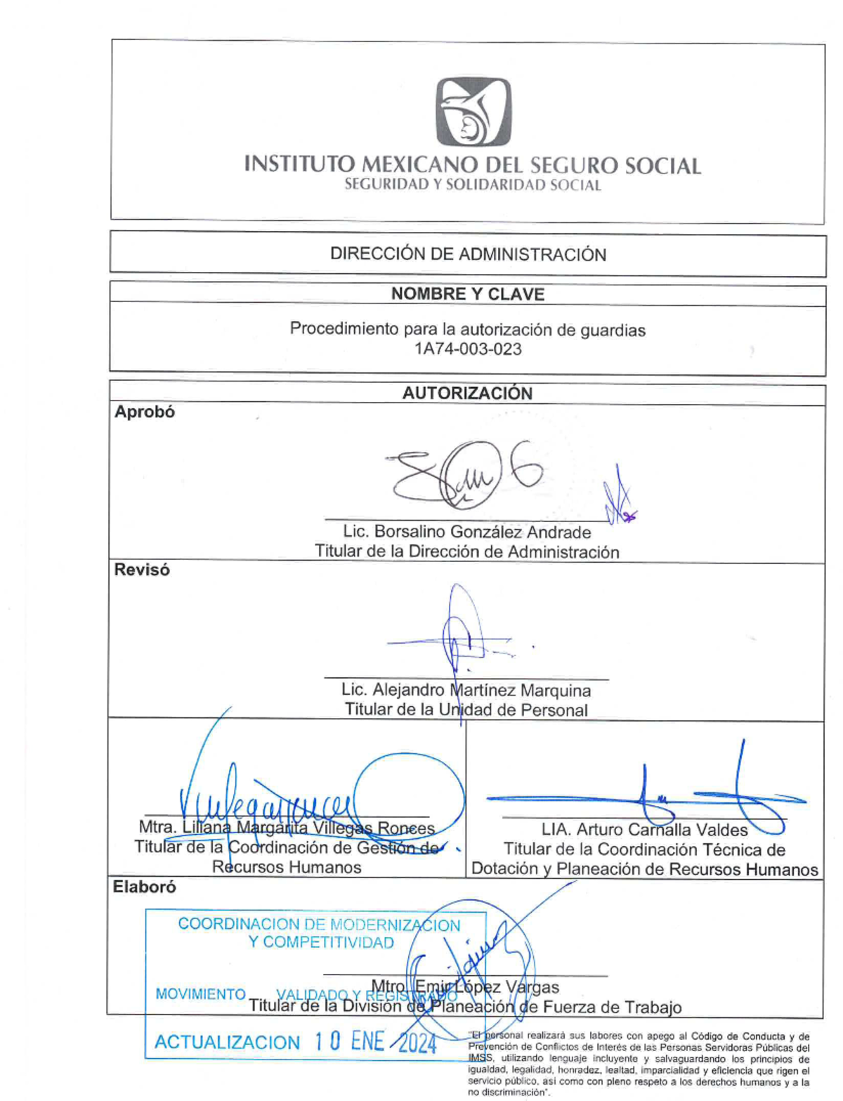 1A74-003-023 Procedimiento para Guardias - Actualización 2024 - Document Preview