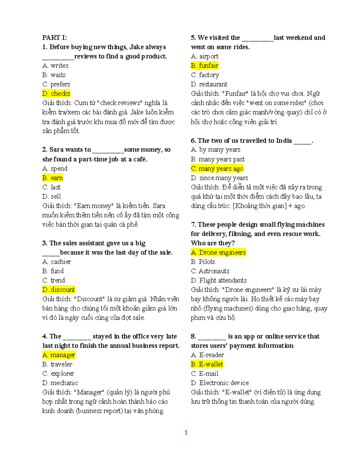 Review 1 - ABC: Vocabulary and Sentence Formation Exercises - Studocu