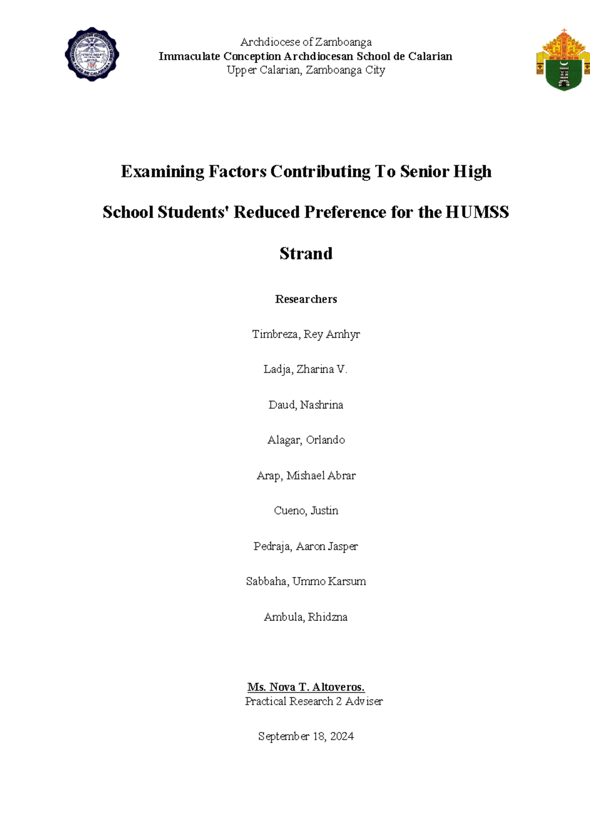 Factors Influencing Senior High Students' Reduced Interest in HUMSS ...