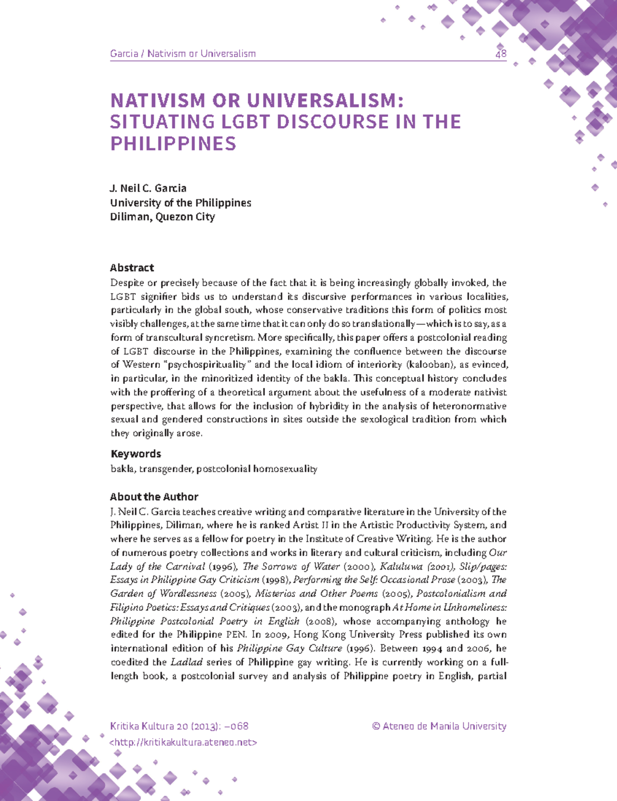 Nativism or Universalism Situating LGBT Discourse in the Philipp 2 ...