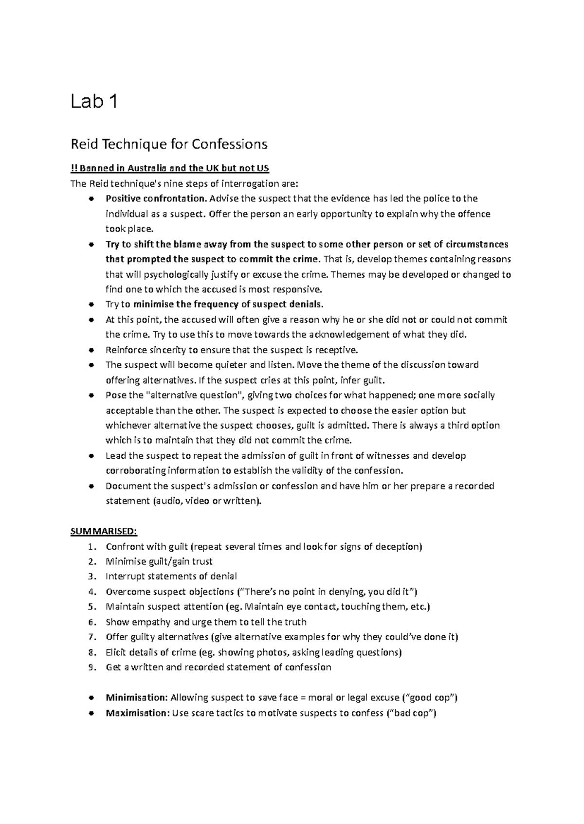 Lab 1: Reid Technique for Interrogations - Risks & Protections for ...