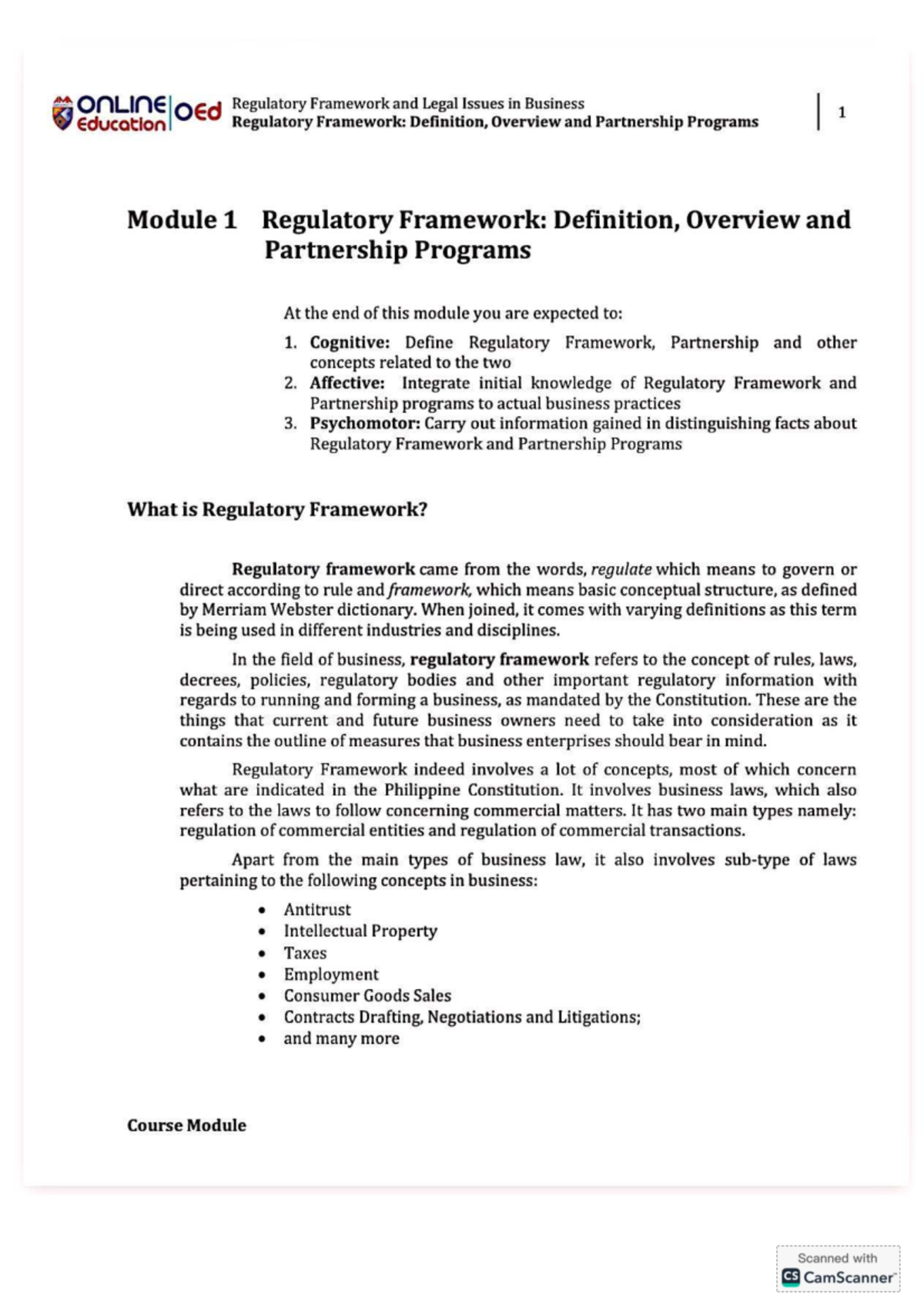 22 ONLINE Regulatory Framework: Overview & Partnership Programs Module ...