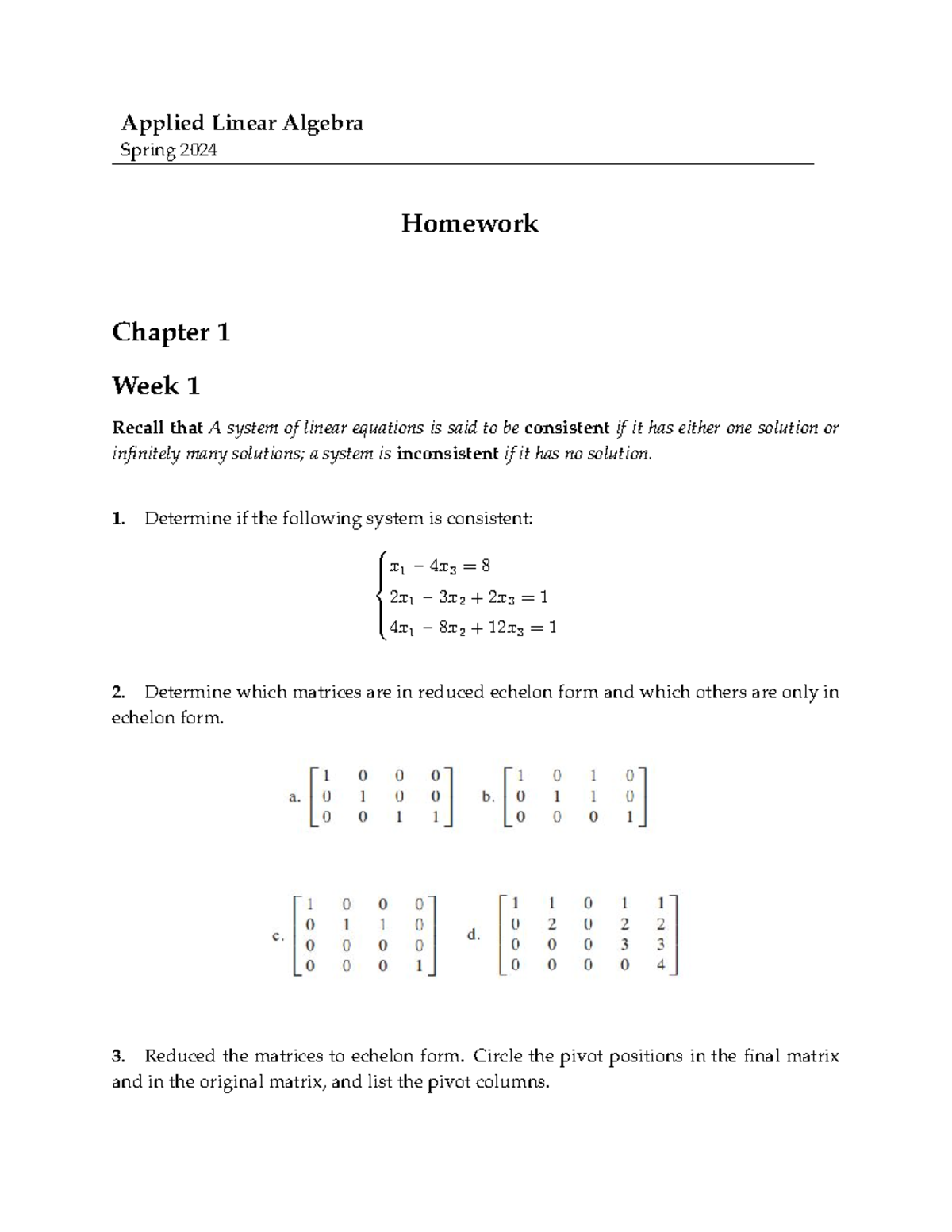 HW Applied LA - Applied Linear Algebra Spring 2024 Homework Chapter 1 ...