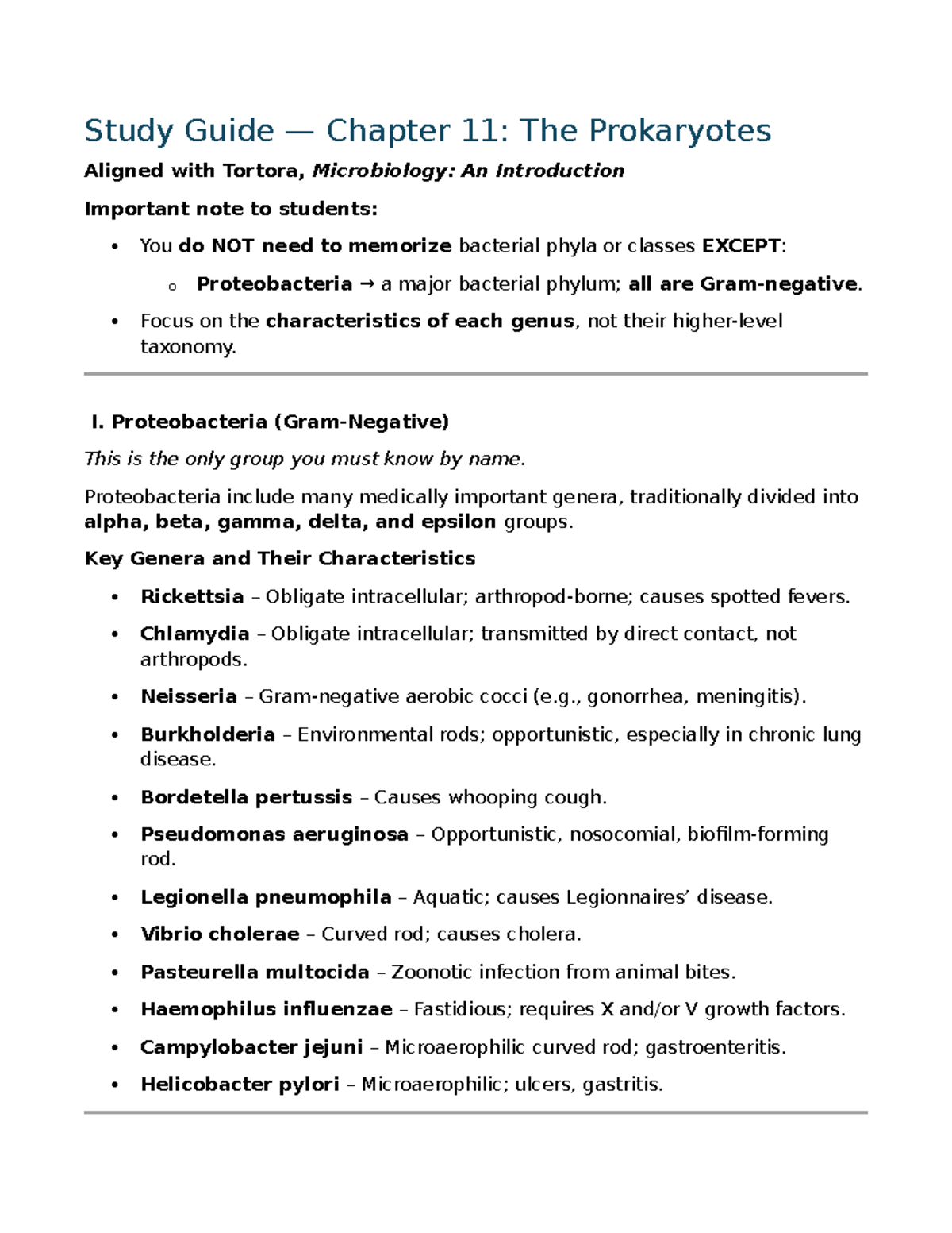 2026 SP Study Guide: Chapter 11 - The Prokaryotes Overview - Studocu
