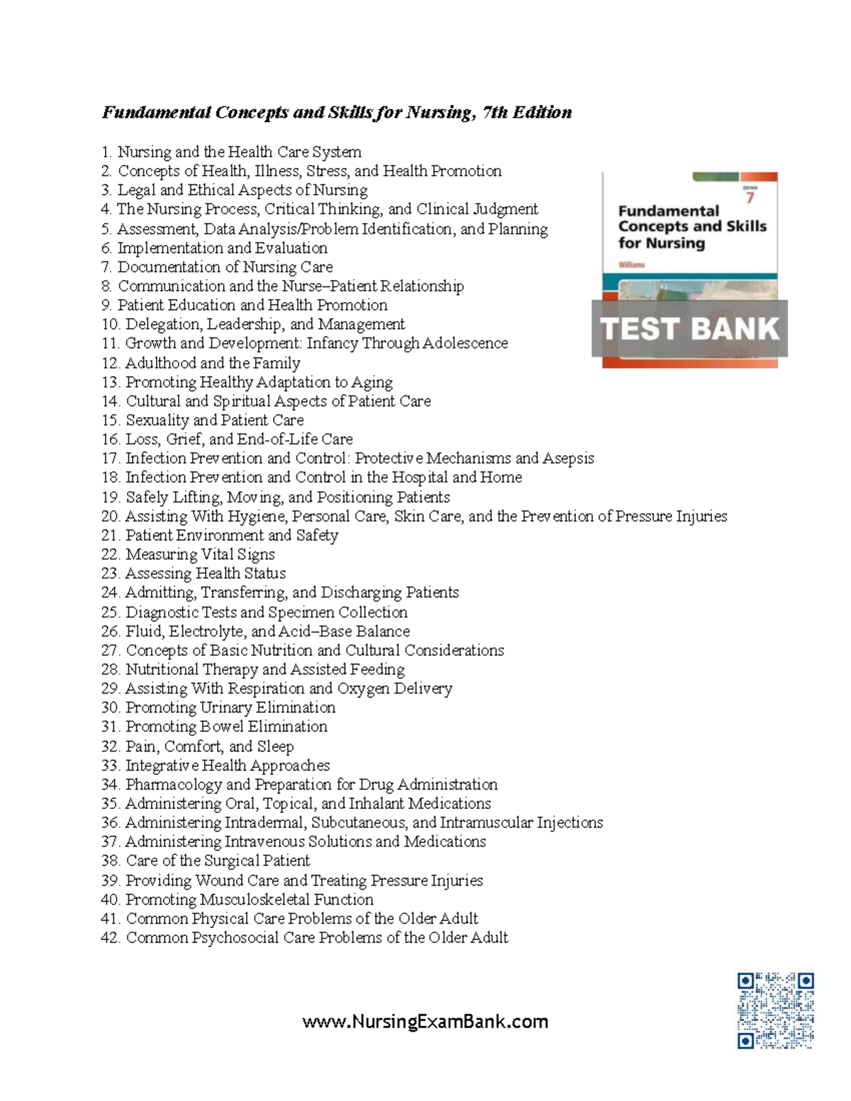 Fundamental Concepts and Skills for Nursing (7th Ed) Test Bank - Studocu