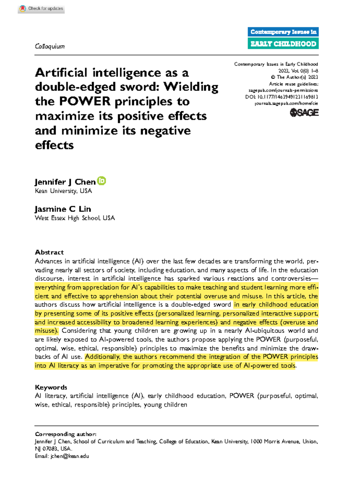 Chen lin 2023 artificial intelligence as a double edged sword wielding ...