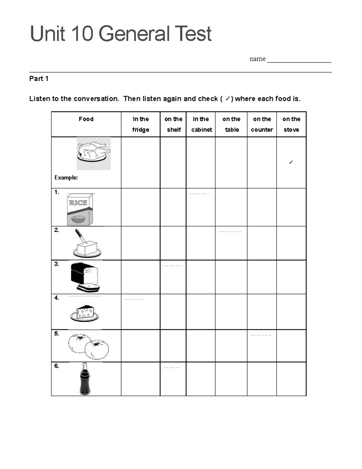 Top Notch Fundamentals Unit 10 Assessment - Unit 10 General Test name