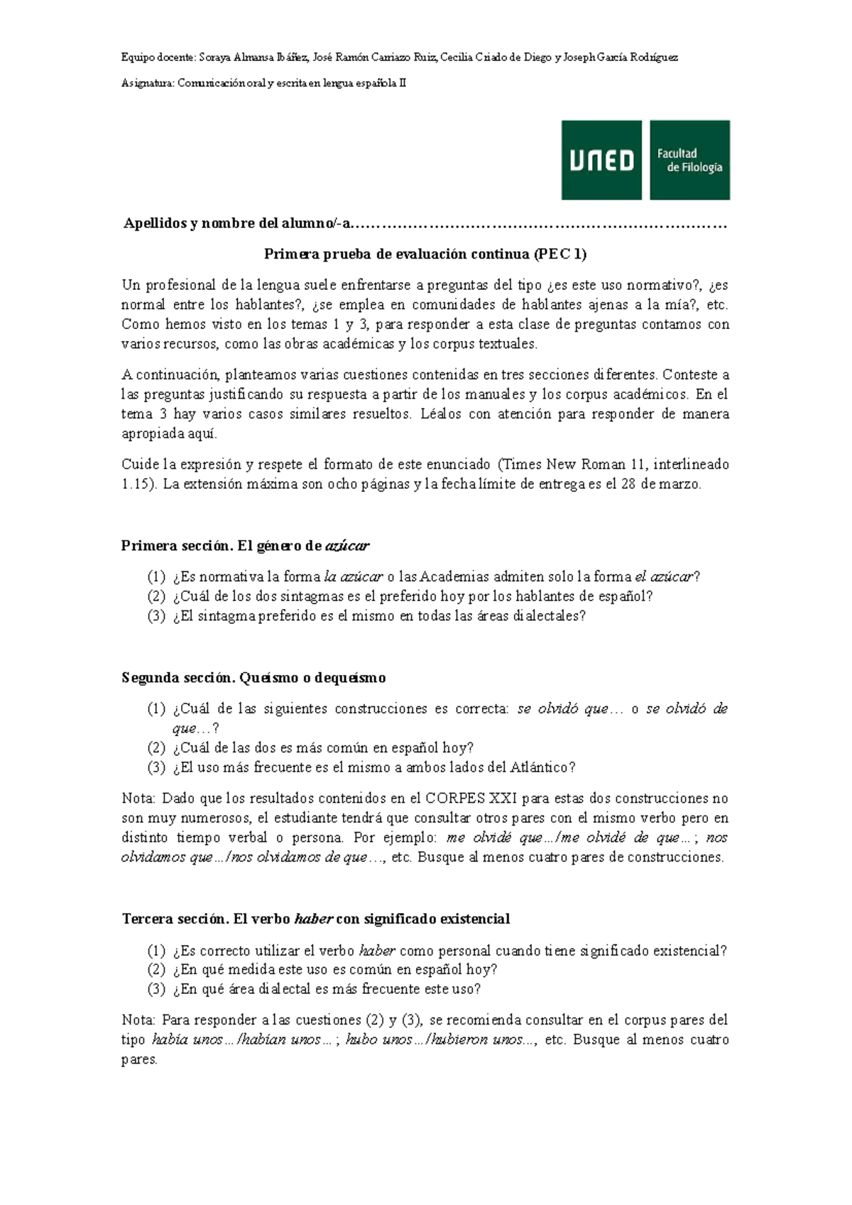 Primera Prueba de Evaluación Continua - Comunicación Oral y Escrita II ...