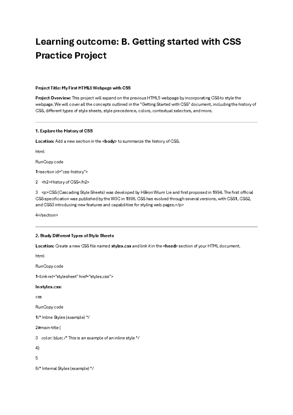 B. CSS Practice Project: My First HTML5 Webpage with Styling - Studocu