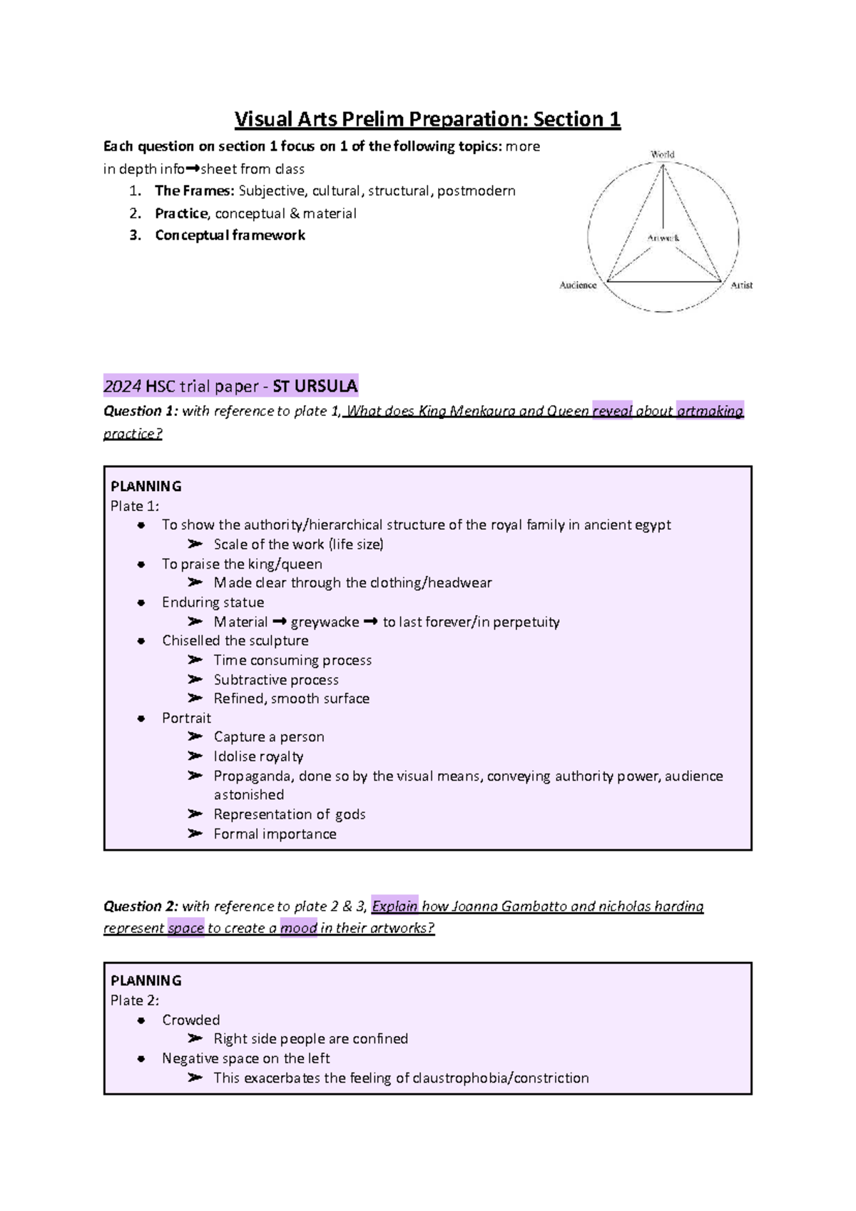 Visual Arts Prelim Prep: Section 1 HSC 2024 Trial Insights - Studocu